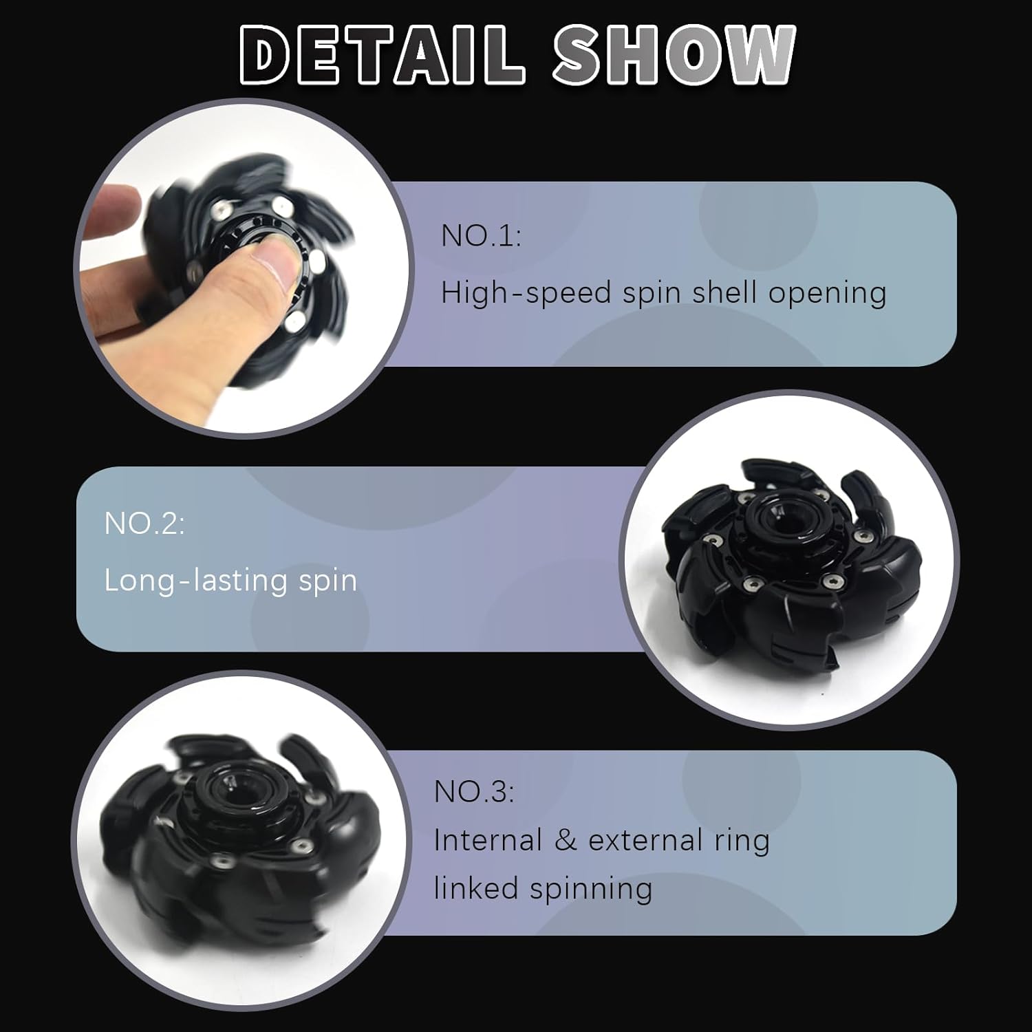 Pillbug Fidget Spinner, Open Armor Metal Fidget Spinners for Adults, Alloy EDC Fidget Toys Adults Stress Relief Toy Executive Desk Toy for ADHD, ADD & Autism (Black)